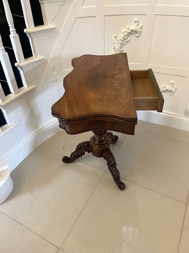Antique Victorian Quality Figured Mahogany Card/Console Table - Image 8
